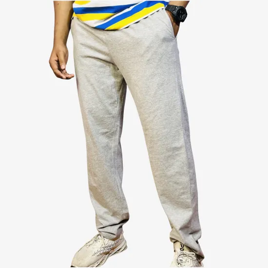 Men's Light Grey Cotton Track Pants | Regular Fit Joggers